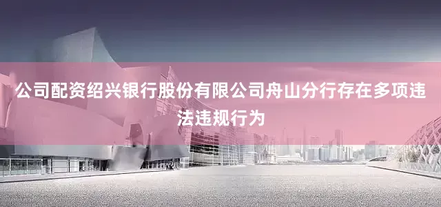 公司配资绍兴银行股份有限公司舟山分行存在多项违法违规行为
